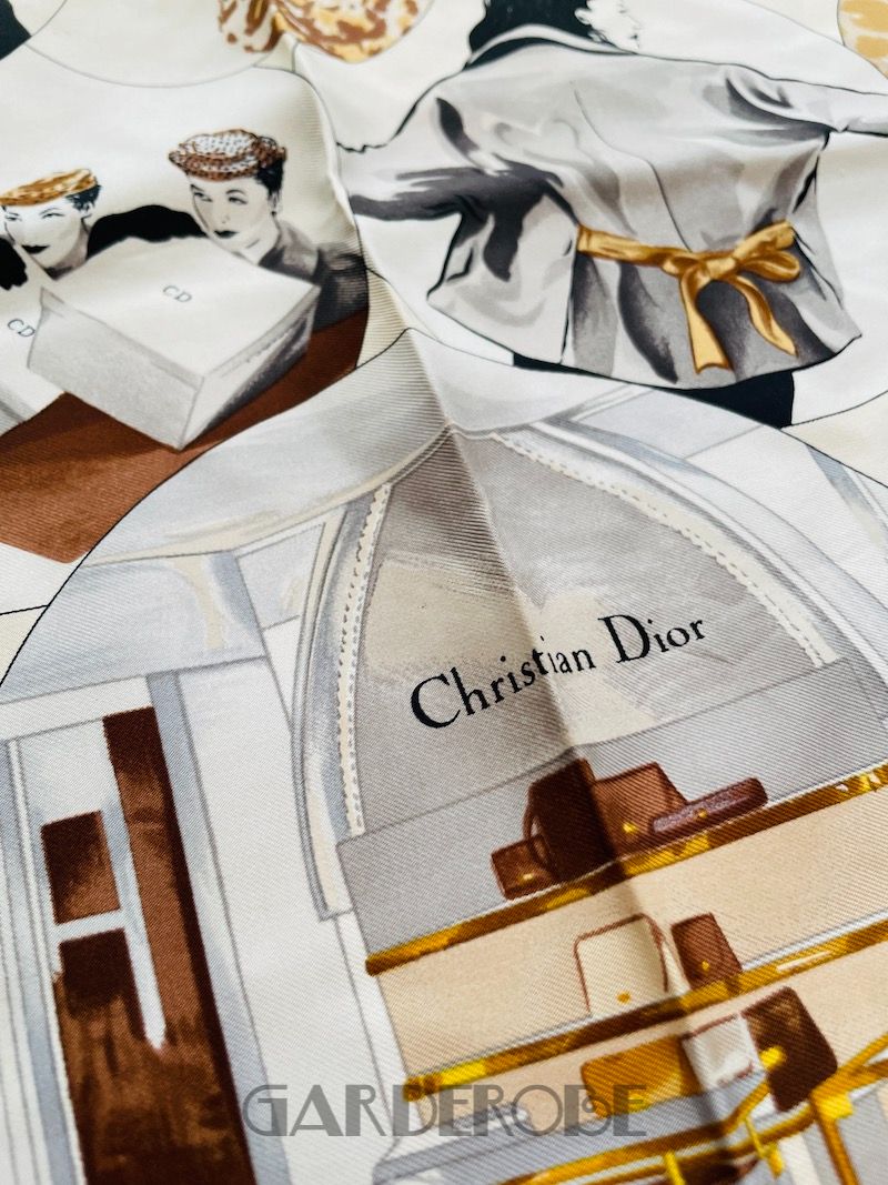 Zijden Christian Dior foulard in beige & bruine tinten