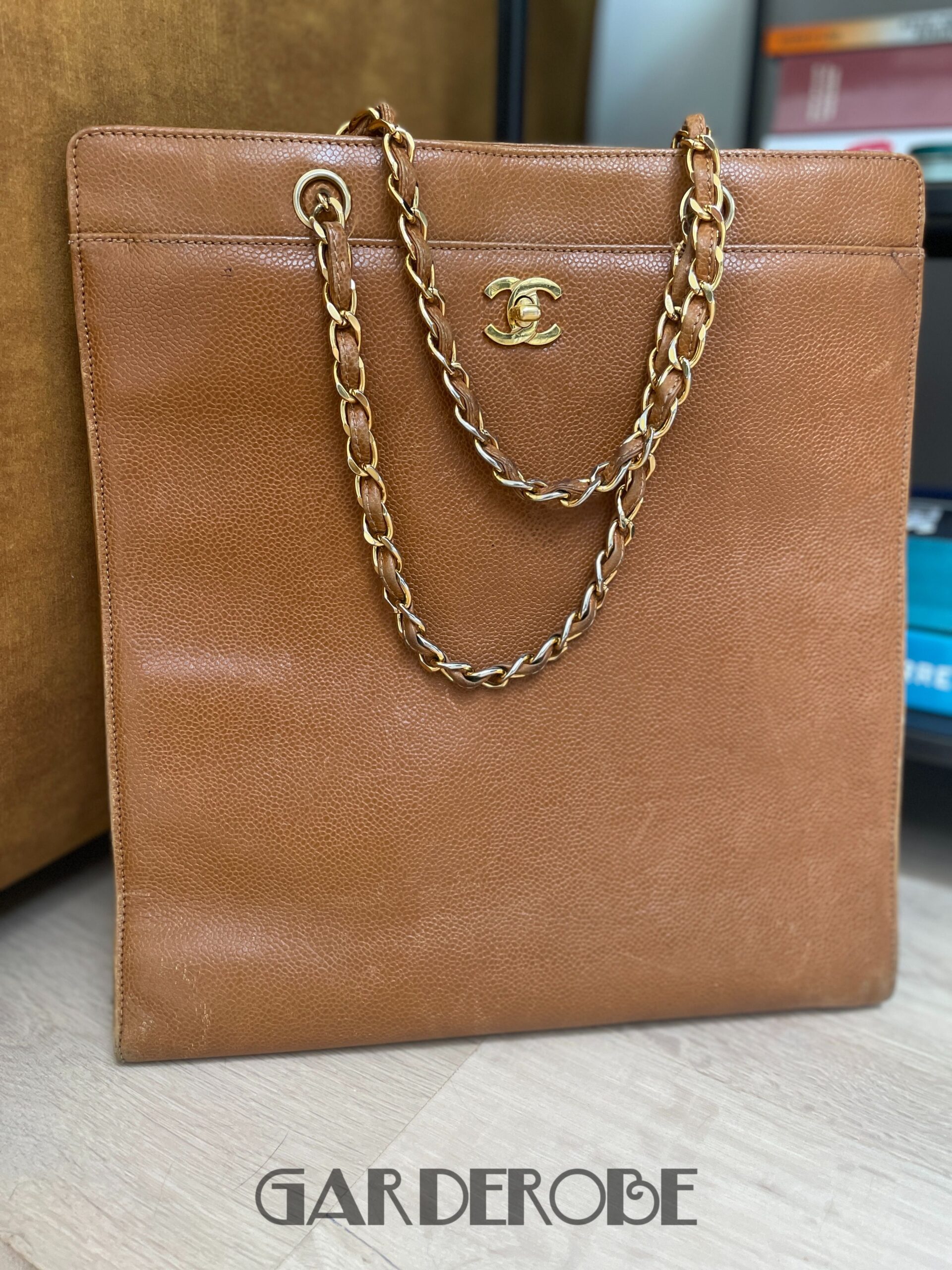 Vintage Chanel tote shopping bag