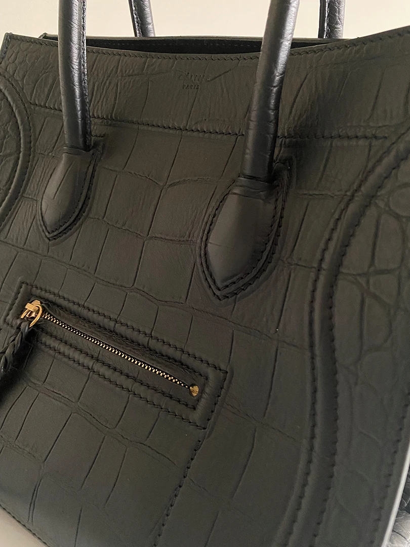 Céline Croc Embossed Luggage mini bag